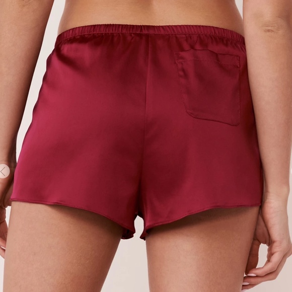 La Vie en Rose LUXURY EDITION Satin Shorts - Red Wine - Picture 4 of 8